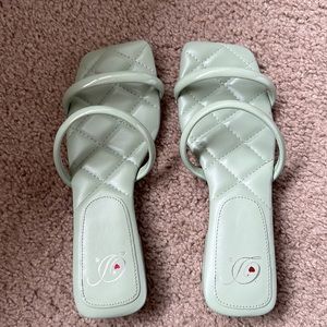 Mint block heel sandals